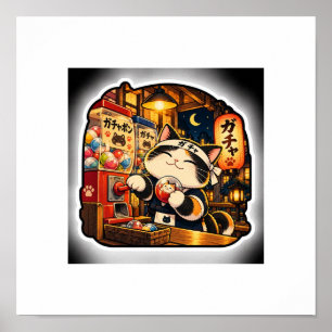 Gachapon Cat Poster Japanese Capsule Toy Art