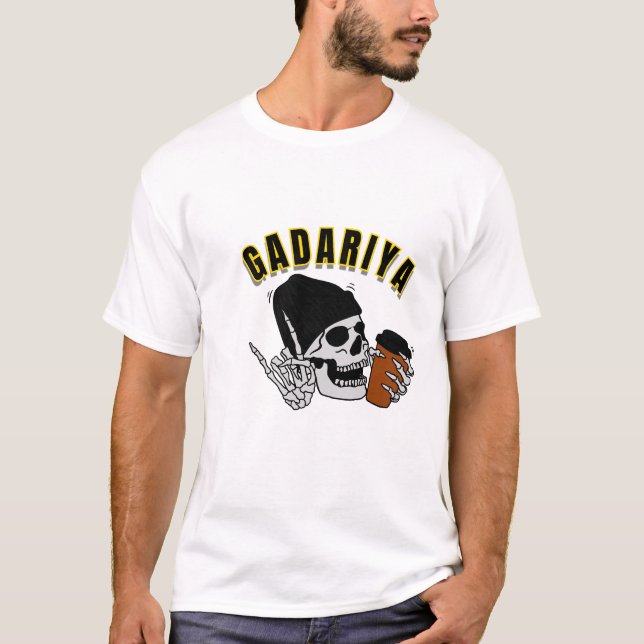 Gadariya Skull Graphic Hindi Typography T-Shirt (Front)