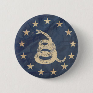 Gadsden and US 1776 Flag 6 Cm Round Badge