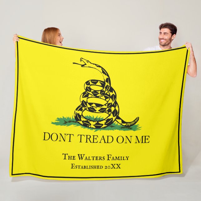 Gadsden Flag Don’t Tread on Me Family Name Estd Dt Fleece Blanket (In Situ)