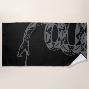 Gadsden Flag Don't Tread on Me Grey Beach Towel