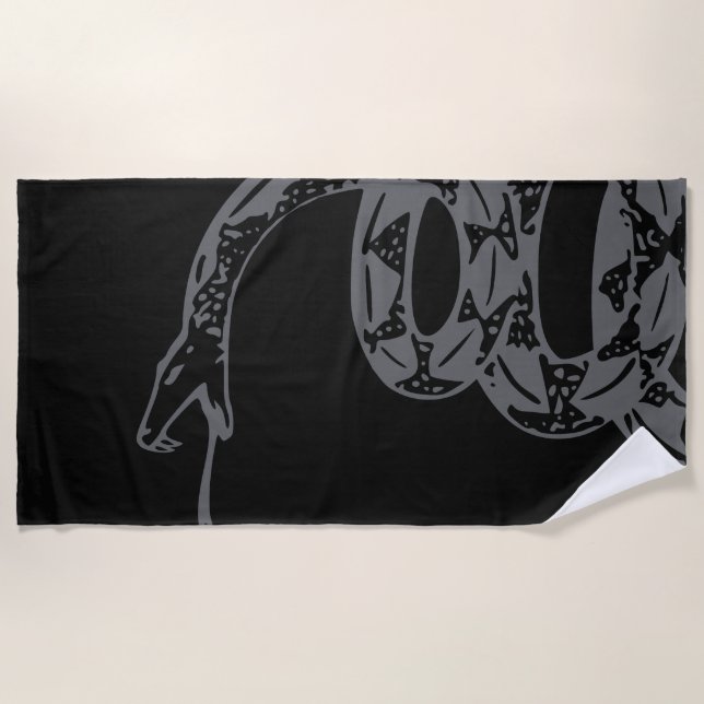 Gadsden Flag Don't Tread on Me Grey Beach Towel (Front)