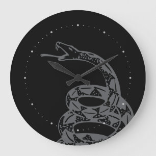 Gadsden Flag Don't Tread on Me Grey Large Clock