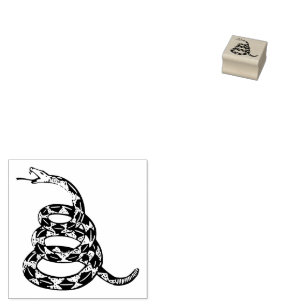 Gadsden Flag Don't Tread on Me Grey Rubber Stamp