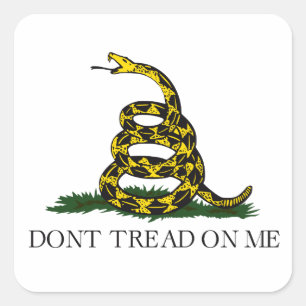 Gadsden Flag Don't Tread on Me Libertarian Yellow Square Sticker