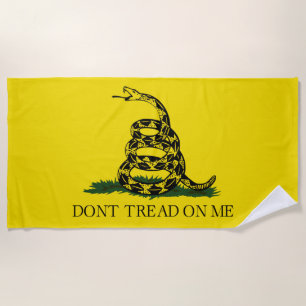 Gadsden Flag (Don't Tread on Me) (Snake Flag) Beach Towel
