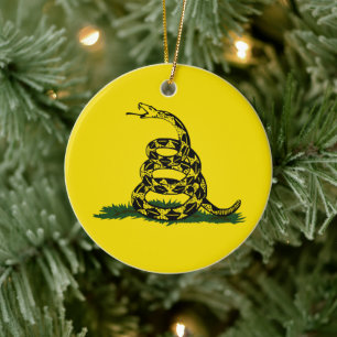 Gadsden flag variant ceramic tree decoration