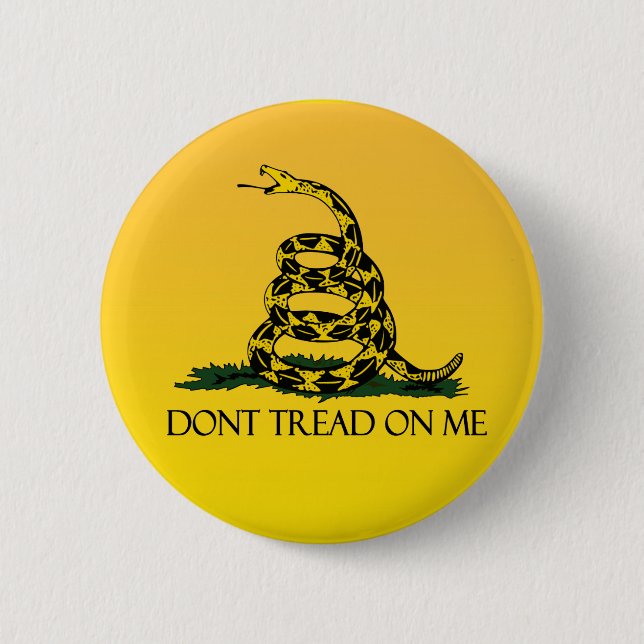 Gadsden Flag, Yellow Background 6 Cm Round Badge (Front)
