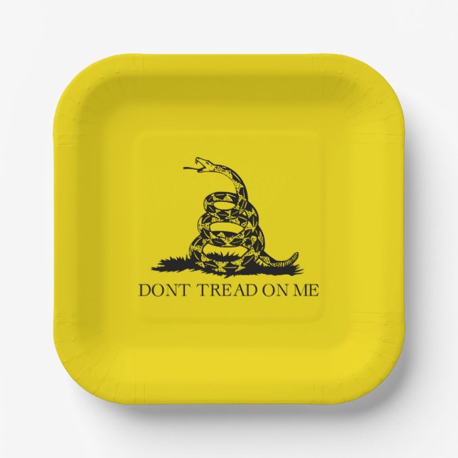 Gadsden Rattlesnake Flag: Revolutionary War 1776 Paper Plate (Front)