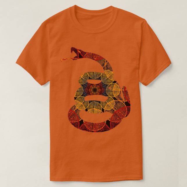 Gadsden Snake Circular Mexican Flower pattern T-Shirt (Design Front)