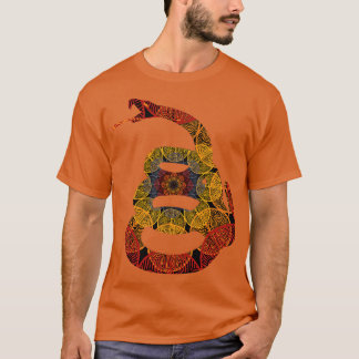 Gadsden Snake Circular Mexican Flower pattern T-Shirt