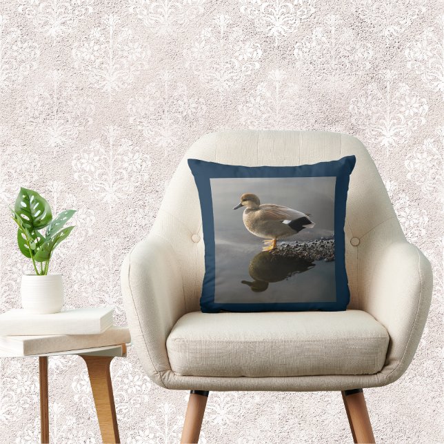 Gadwell Duck Blue Square Throw Pillow (Creator Uploaded)