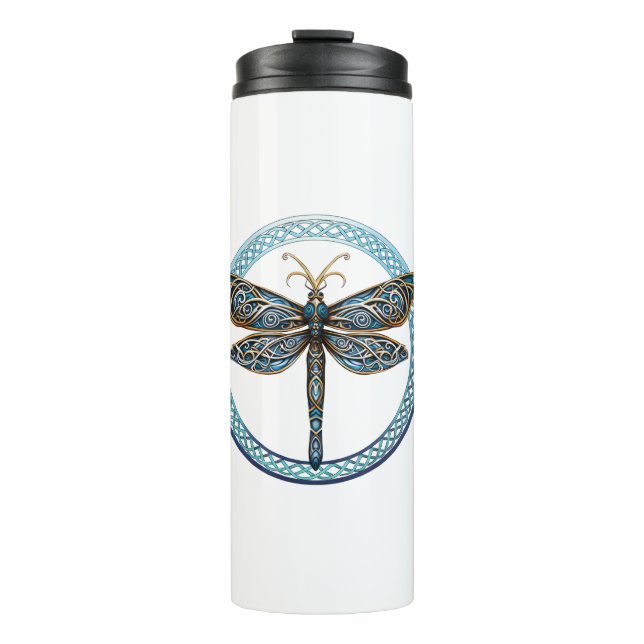 Gaelic Dragonfly Celtic Scottish Long Sleeve T-Shi Thermal Tumbler (Front)