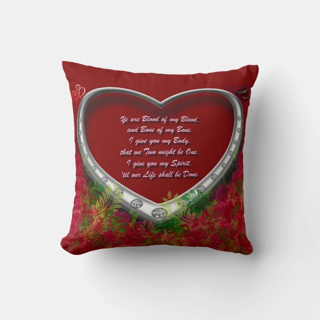 Gaelic Wedding Oath: Blood of my Blood - floral Cushion (Front)