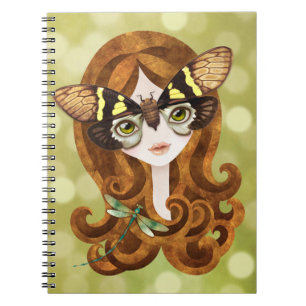 Gaena Cicada Girl Spiral Notebook