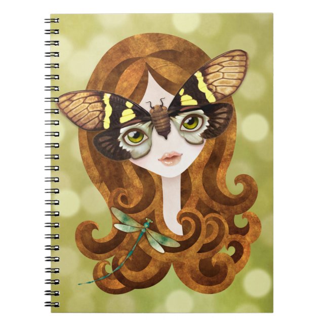 Gaena Cicada Girl Spiral Notebook (Front)