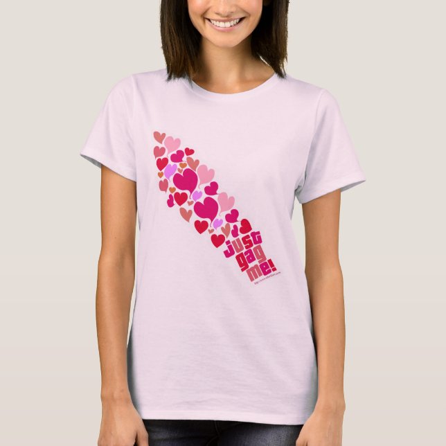 Gag Me Valentines Hearts Red Pink Cartoon T-Shirt (Front)