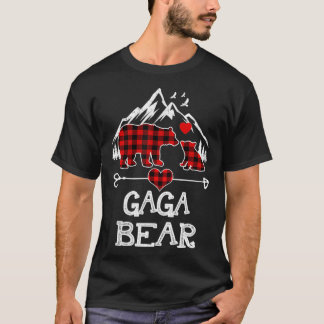 Gaga Bear Christmas Pajama Red Plaid Buffalo Famil T-Shirt