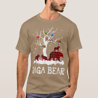 Gaga Bear Christmas Pajama Red Plaid Buffalo Famil T-Shirt