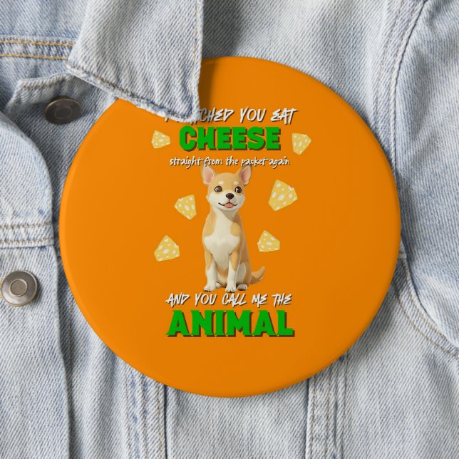 Gaga & Grumps Cheese Animal Funny Orange Chihuahua 6 Cm Round Badge (In Situ)