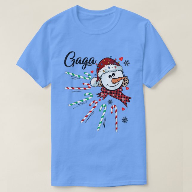 Gaga Snowman Candy Cane Christmas Xmas Funny  T-Shirt (Design Front)
