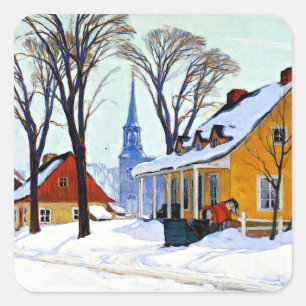 Gagnon - Winter Morning, Baie-Saint Paul, Square Sticker
