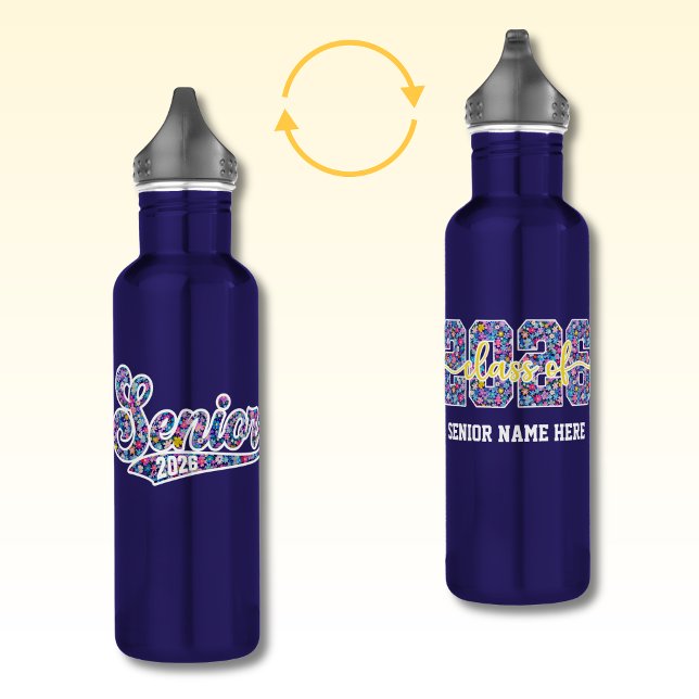 Gahanna Lions Floral Personalised Stainless 710 Ml Water Bottle (Creator Uploaded)