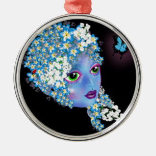 GAIA Mother Earth Pagan fantasy Art by LeahG Metal Tree Decoration