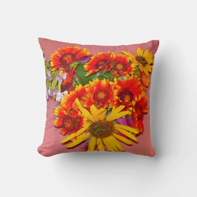 Gaillardia Flower Mix Pillow (Front)