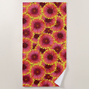 Gaillardia Seamless Pattern Beach Towel