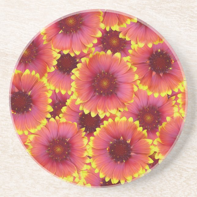 Gaillardia Seamless Pattern Coaster (Front)