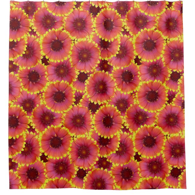 Gaillardia Seamless Pattern Shower Curtain (Front)
