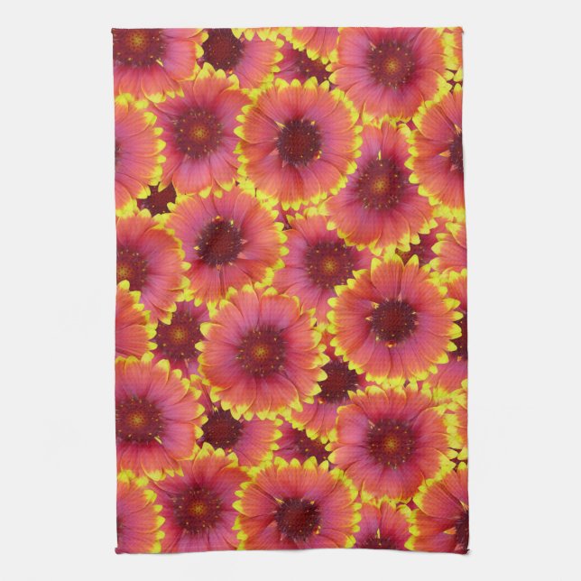 Gaillardia Seamless Pattern Tea Towel (Vertical)