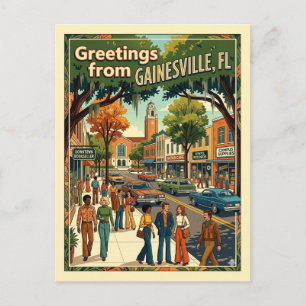 Gainesville FL Greetings Retro 1970s Inspired Postcard