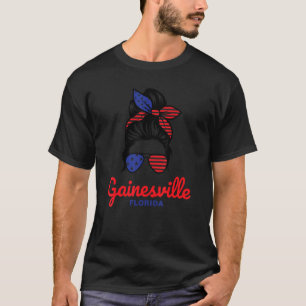 Gainesville Florida Retro Messy Bun T-Shirt