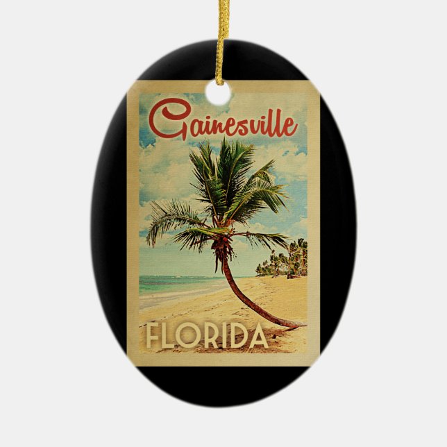 Gainesville Palm Tree Vintage Travel Ceramic Tree Decoration (Front)
