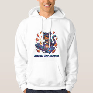Gainful Employment Cute Cyberpunk Cat Gamer Work Hoodie