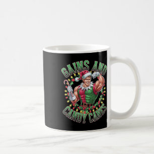 Gains And Candy Canes Funny Christmas Elf Gym Work Coffee Mug