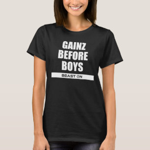 Gains before Boys Fitness Gym Bodybuilding Motivat T-Shirt