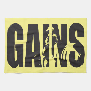 GAINS - "Body building" Motivational Tea Towel