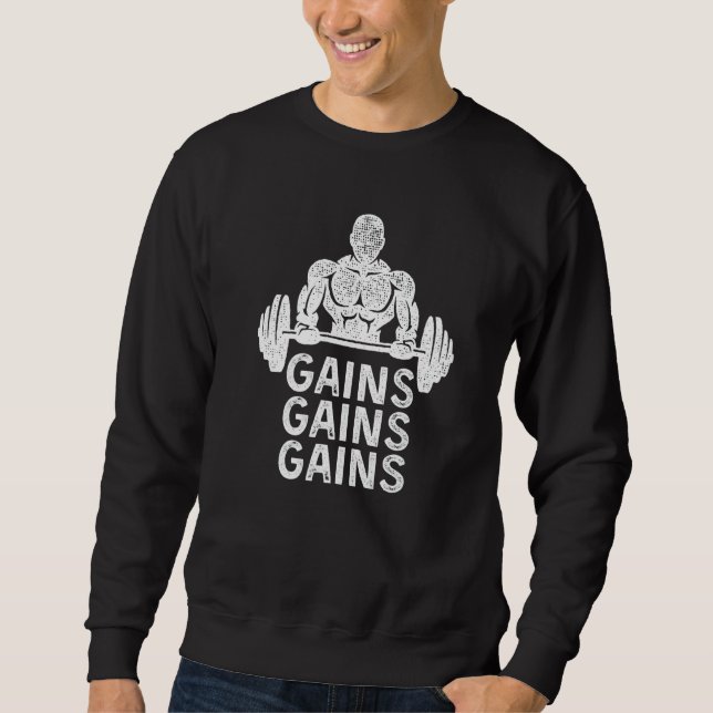 Gains  Gym Rat Gym Bro Bodybuilder Sweatshirt (Front)