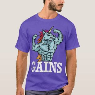 Gains Weightlifting Unicorn Fitness Gym Gift T-Shirt