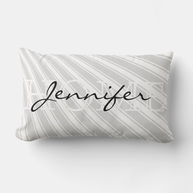 Gainsboro Colour Stripe Pattern Home Monogram Lumbar Cushion (Front)