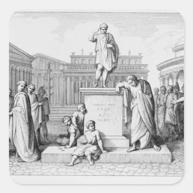 Gaius Gracchus Weeping Before his Father's Square Sticker (Front)