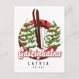 Gaiziņkalns Latvia ski logo Holiday Postcard