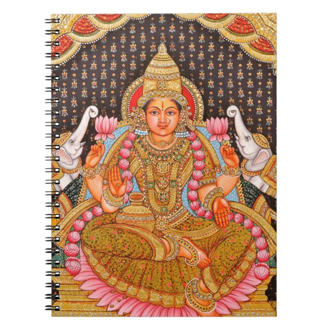 GAJA LAKSHMI INTRICATE TANJORE PAINTING {SOUTH IND SPIRAL NOTEBOOK (Front)