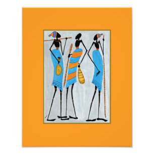 Gakonga African art, Watercolor Maasai Warriors Photo Print