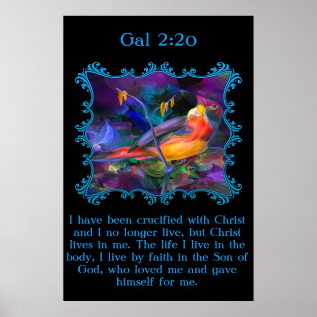 Gal 2:20 Beautiful rainbow colorful sparrow Poster (Front)