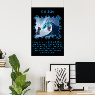 Gal 2:20 Grizzly Bears in the ocean Poster