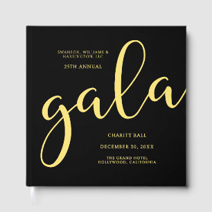 Gala Event Charity Fundraiser Elegant Black Gold Guest Book